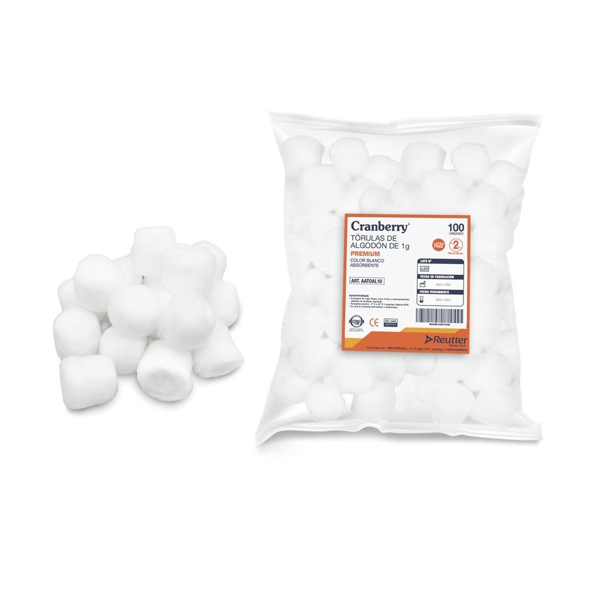 Tórulas de algodón 0,5 gr (Bolsa 100 unidades)