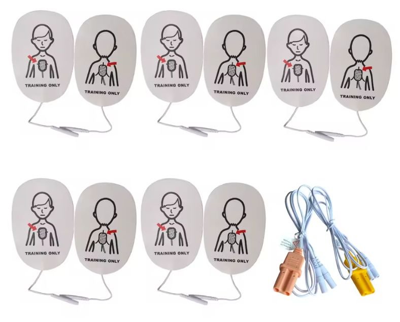 Parches Pediátricos genéricos DEA entrenamiento (5 pares + 2 cables XFT)